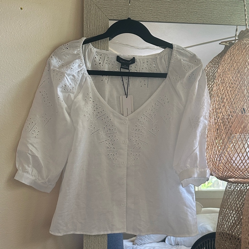 Sanctuary White Eyelet Blouse